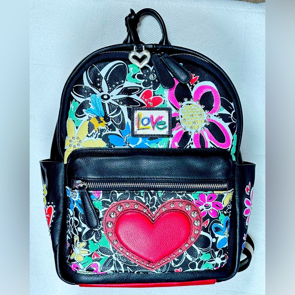 NWOT Limited Edition Brighton Scribble Garden Love Backpack (Leather) & pouch
